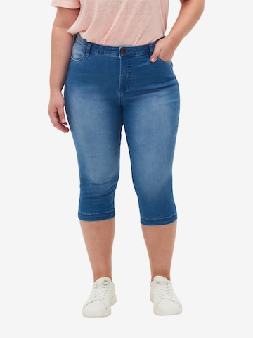 Zizzi Slimfit Jeans 'Amy' in Blauw: voorkant