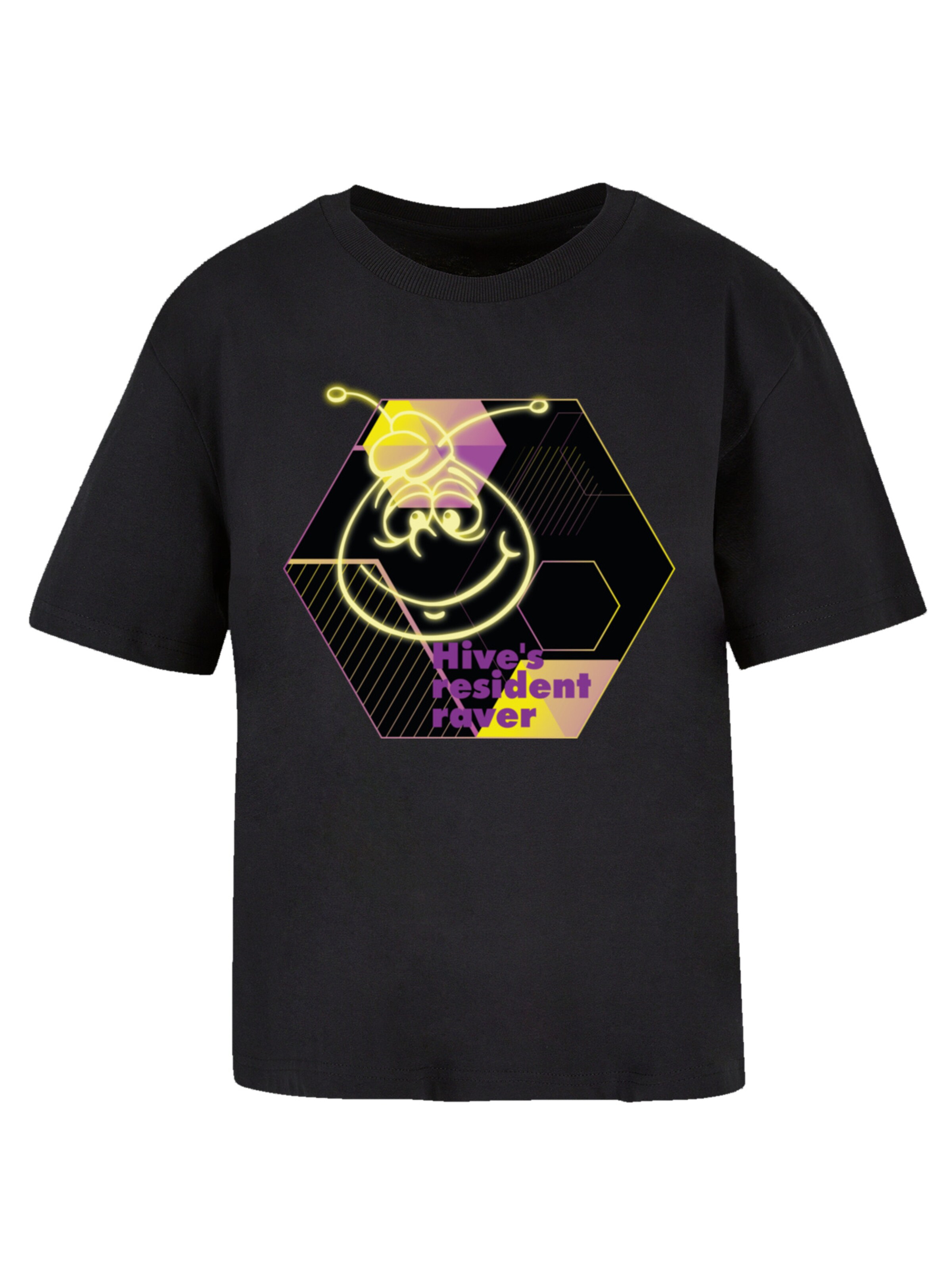 F4NT4STIC Shirt 'Die Biene Maja Hives Resident Raver' in mischfarben / schwarz, Produktansicht
