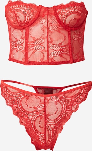 Nasty Gal Bandeau Wäsche-Set in Rot: predná strana