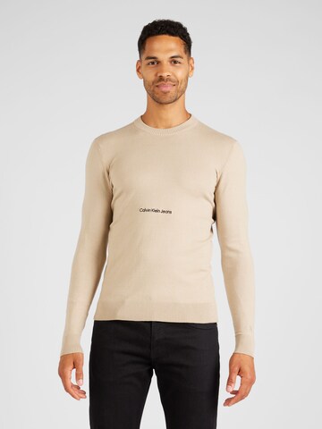 Calvin Klein Jeans Pullover 'INSTITUTIONAL ESSENTIAL' i beige: forside