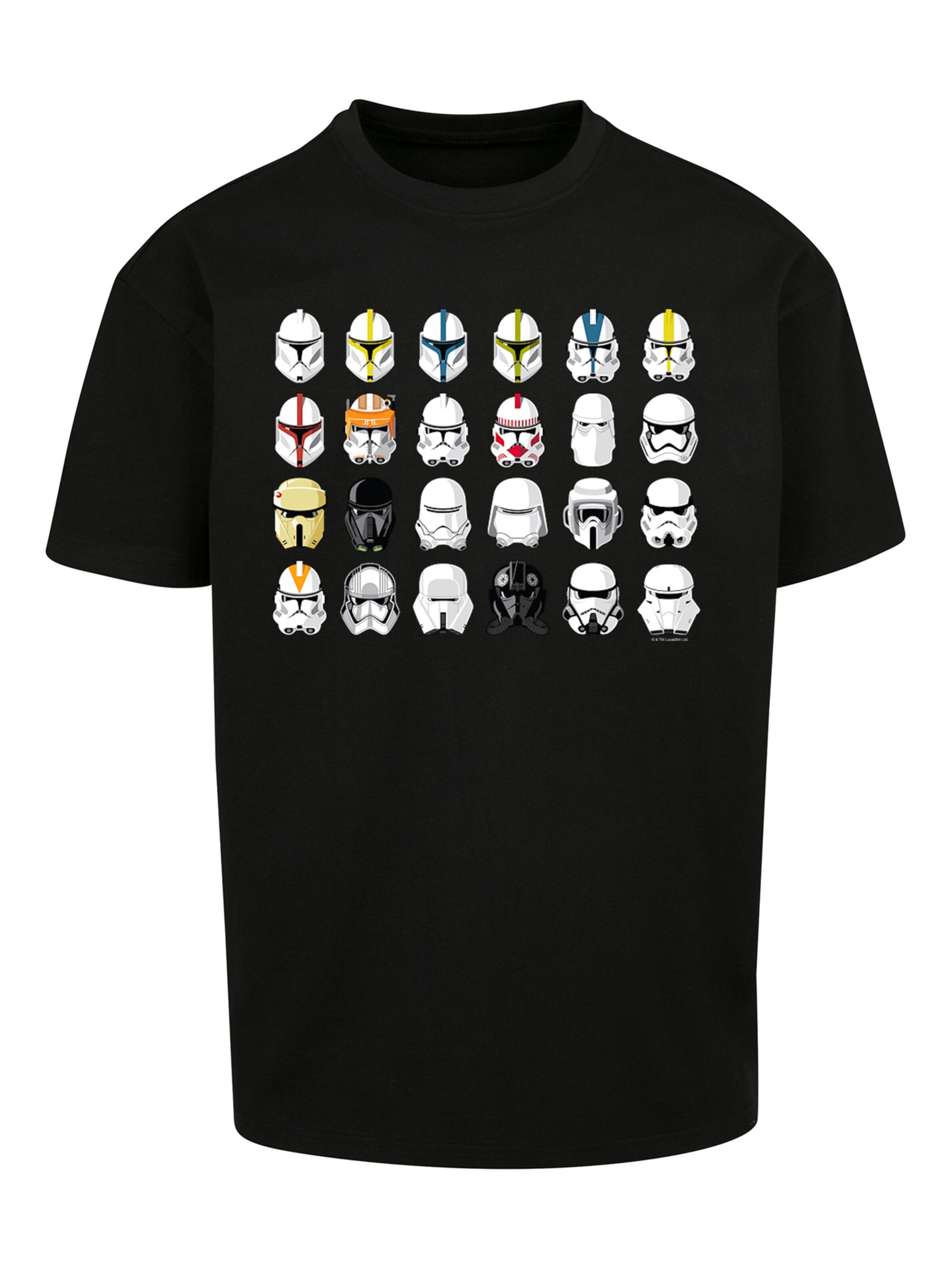 Maglietta 'Star Wars Stormtrooper Helmets CAD' di F4NT4STIC in nero: frontale