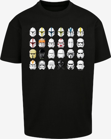 F4NT4STIC Shirt 'Star Wars Stormtrooper Helmets CAD' in Zwart: voorkant