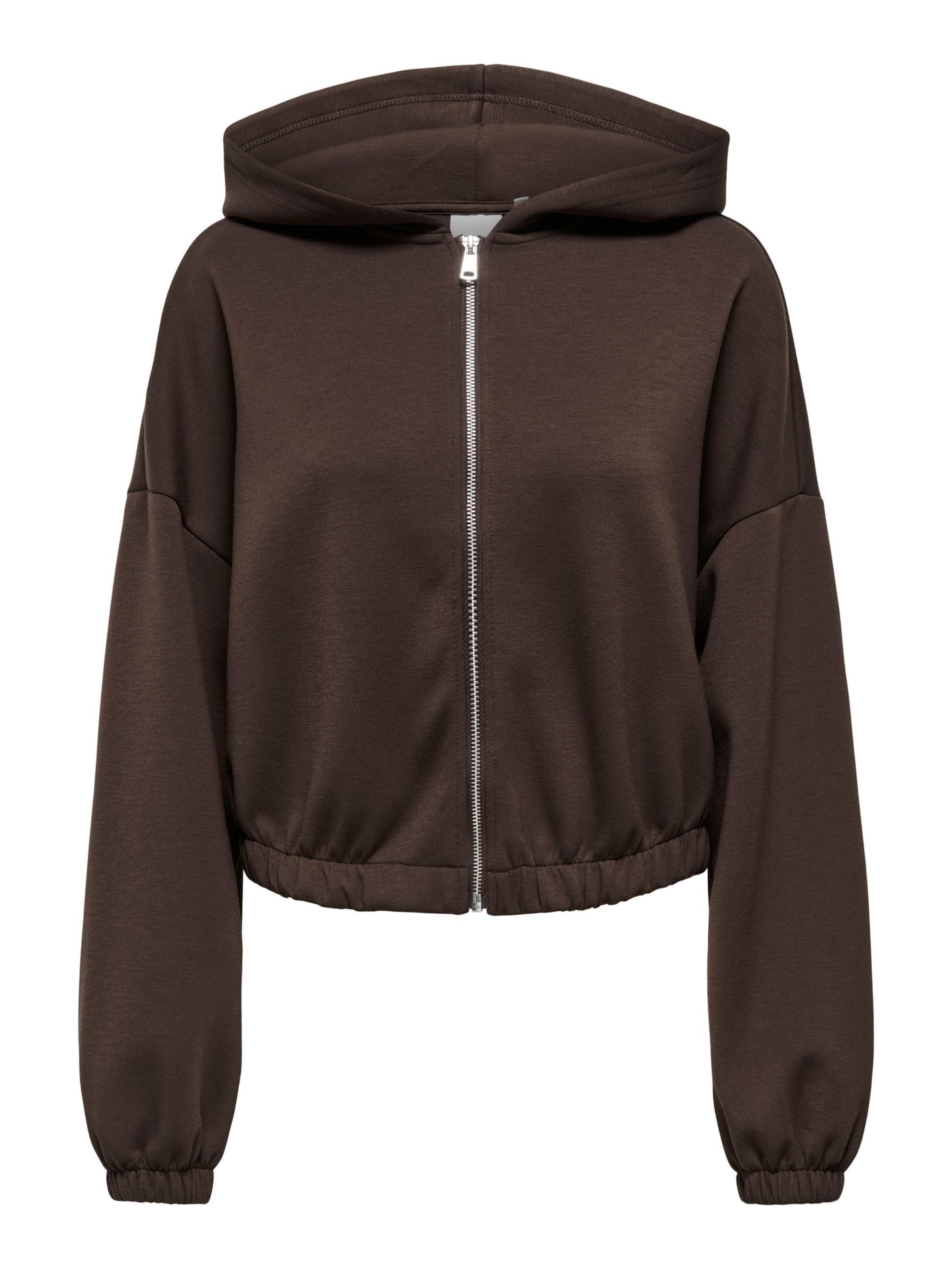 ONLY - Sudadera con cremallera 'ONLScarlett' en marrón: frente