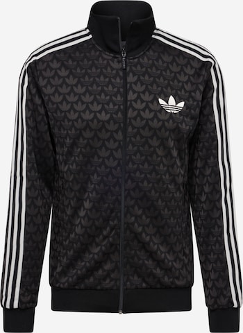 ADIDAS ORIGINALS Zip-Up Hoodie 'Adicolor 70S Monogram' in Black: front