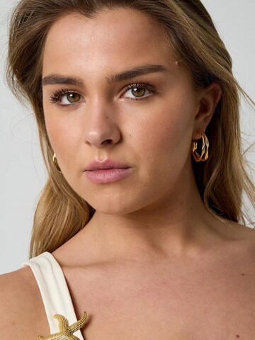 Cala Rose Oorbellen 'TWISTED WAVE' in Goud: voorkant