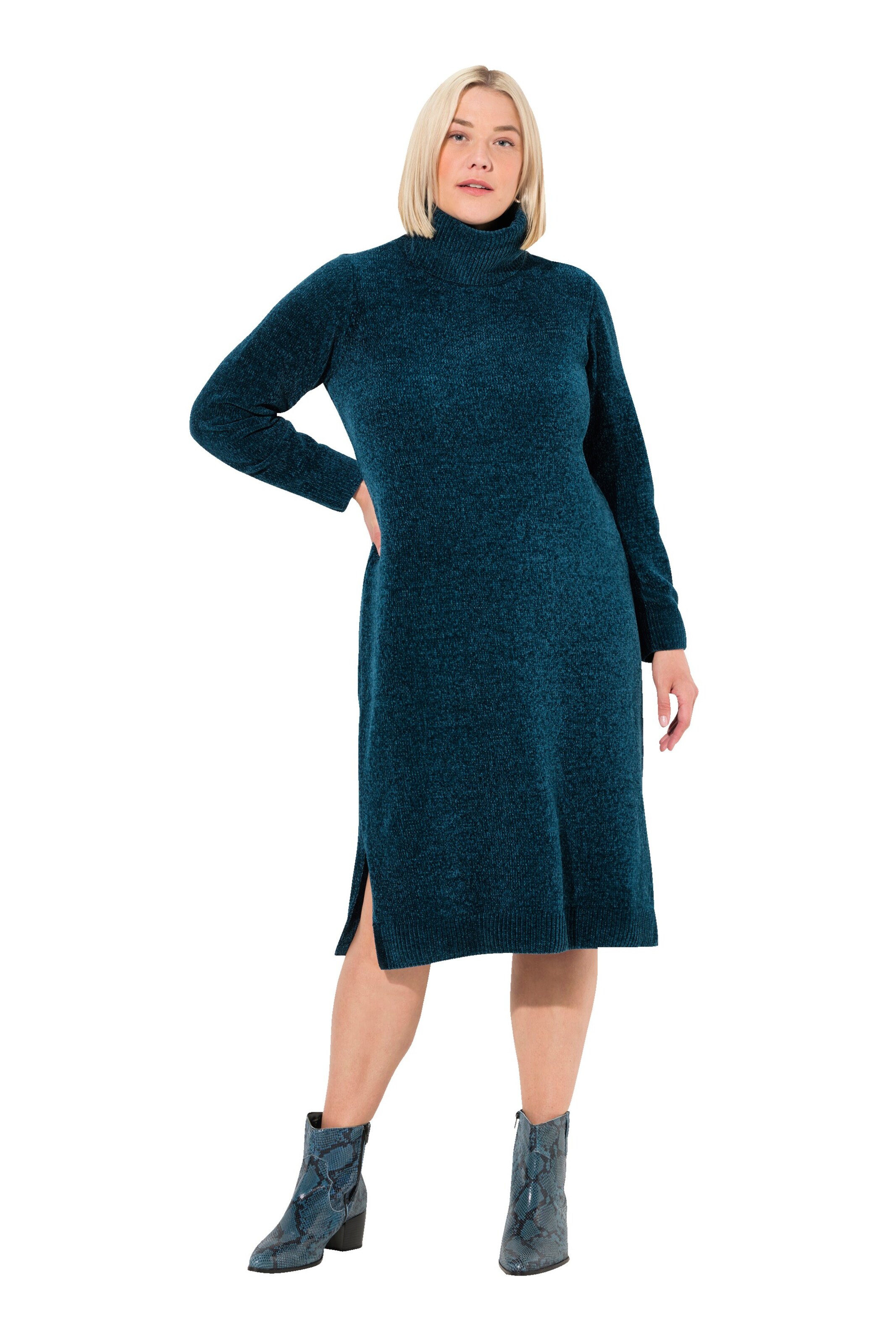 Ulla Popken Gebreide jurk in Blauw