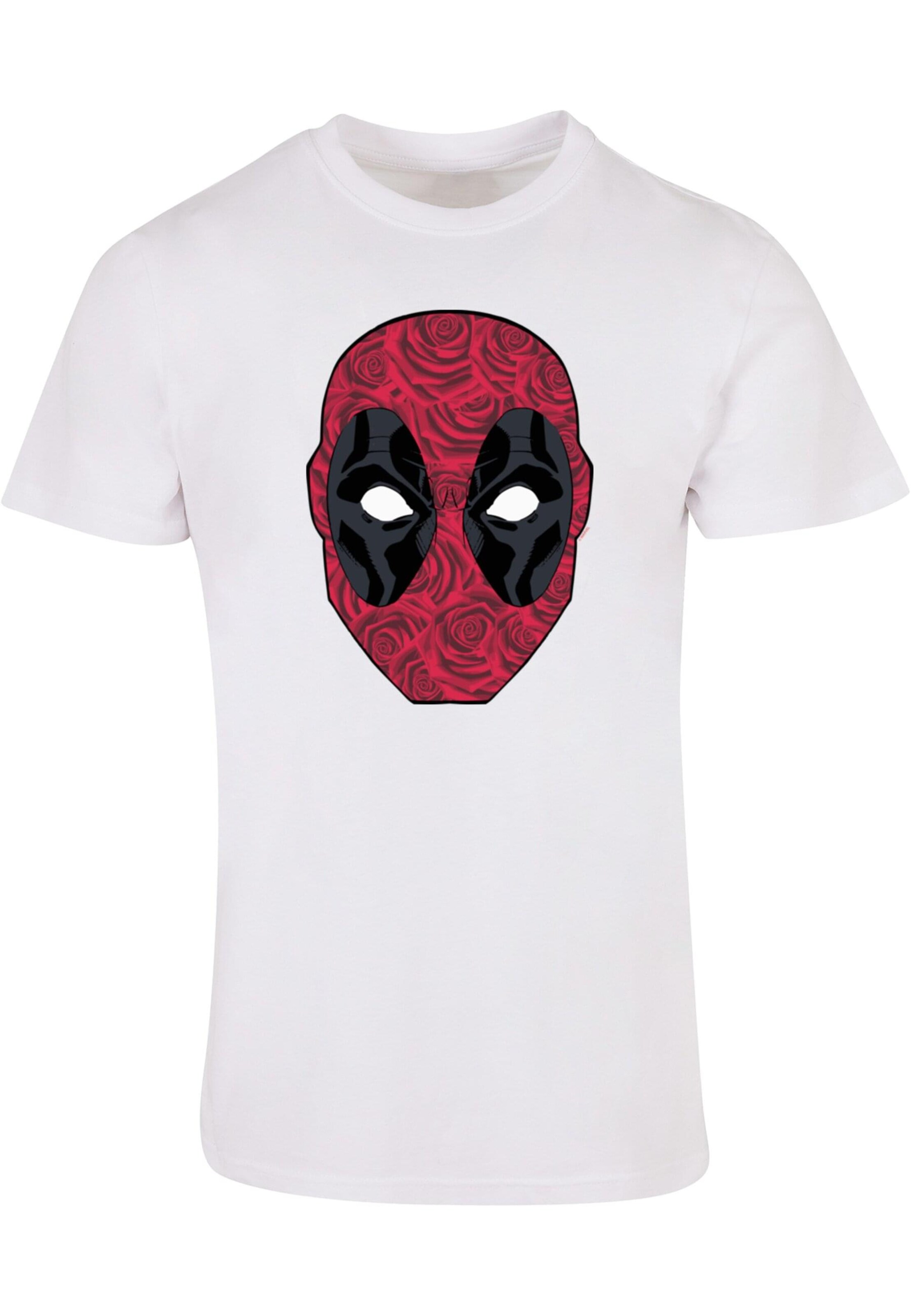 ABSOLUTE CULT Shirt 'Deadpool - Head Of Roses' in Wit: voorkant