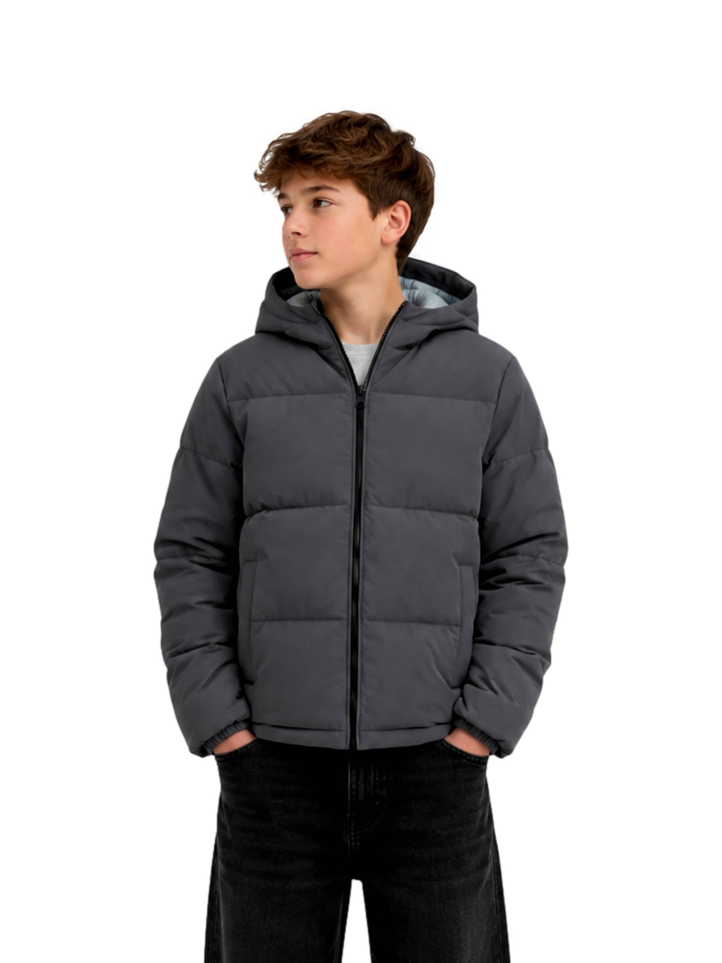 Jack & Jones Junior Winterjas 'Galaxy' in Grijs: voorkant