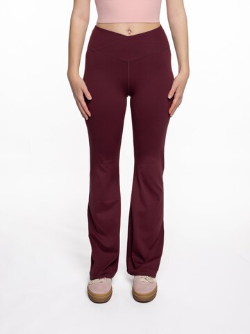 mymotus Bootcut Sportbroek 'mymotus® Ladies soft bootcut leeging, wrapped waistband, YW55' in Rood: voorkant