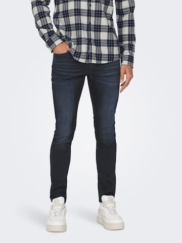 Coupe slim Jean 'LOOM' Only & Sons en bleu : devant