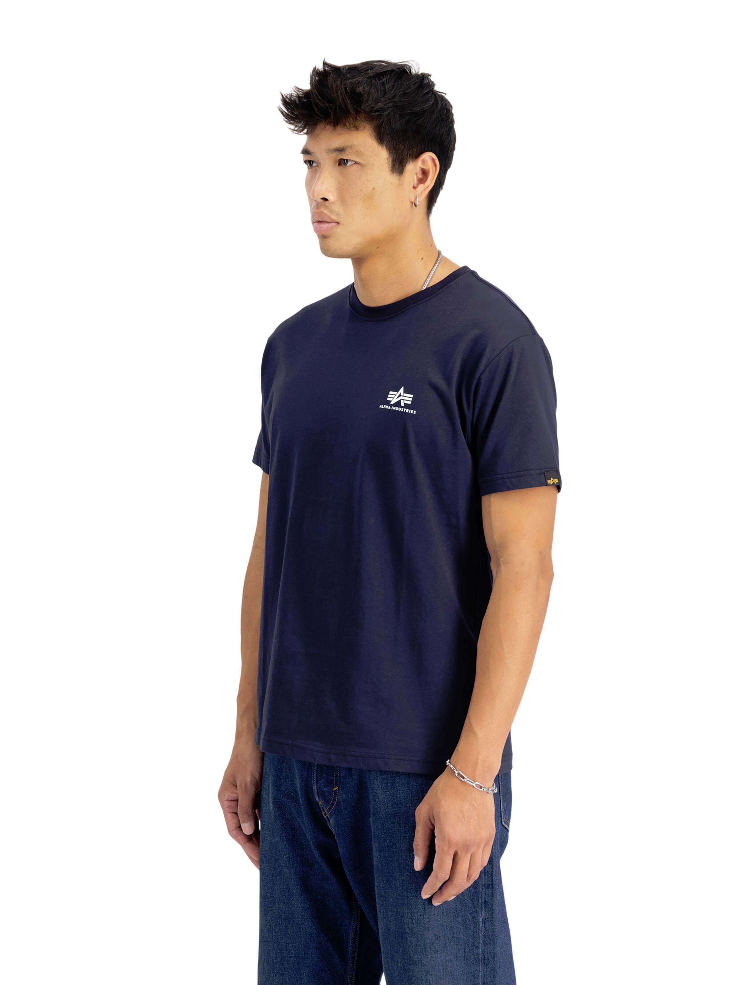 ALPHA INDUSTRIES Shirt 'Basic Small Logo'‌‌‌‌‌‌ in Blau