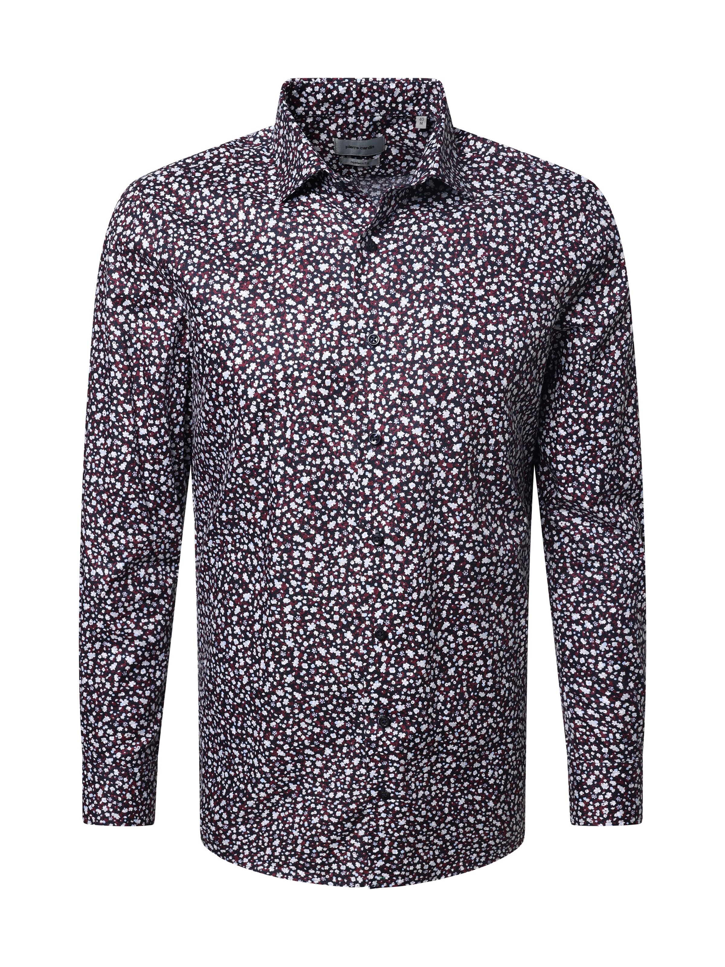 PIERRE CARDIN Chemise 'Kent' en bleu nuit / lie de vin / blanc, Vue avec produit