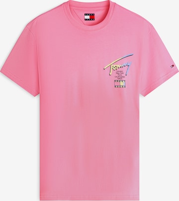 Tommy Jeans Тениска 'CITY SIGN' в розово: отпред