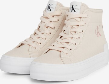 Calvin Klein Jeans High-Top-Sneakers aus Canvas mit Plateau ' ' in Beige