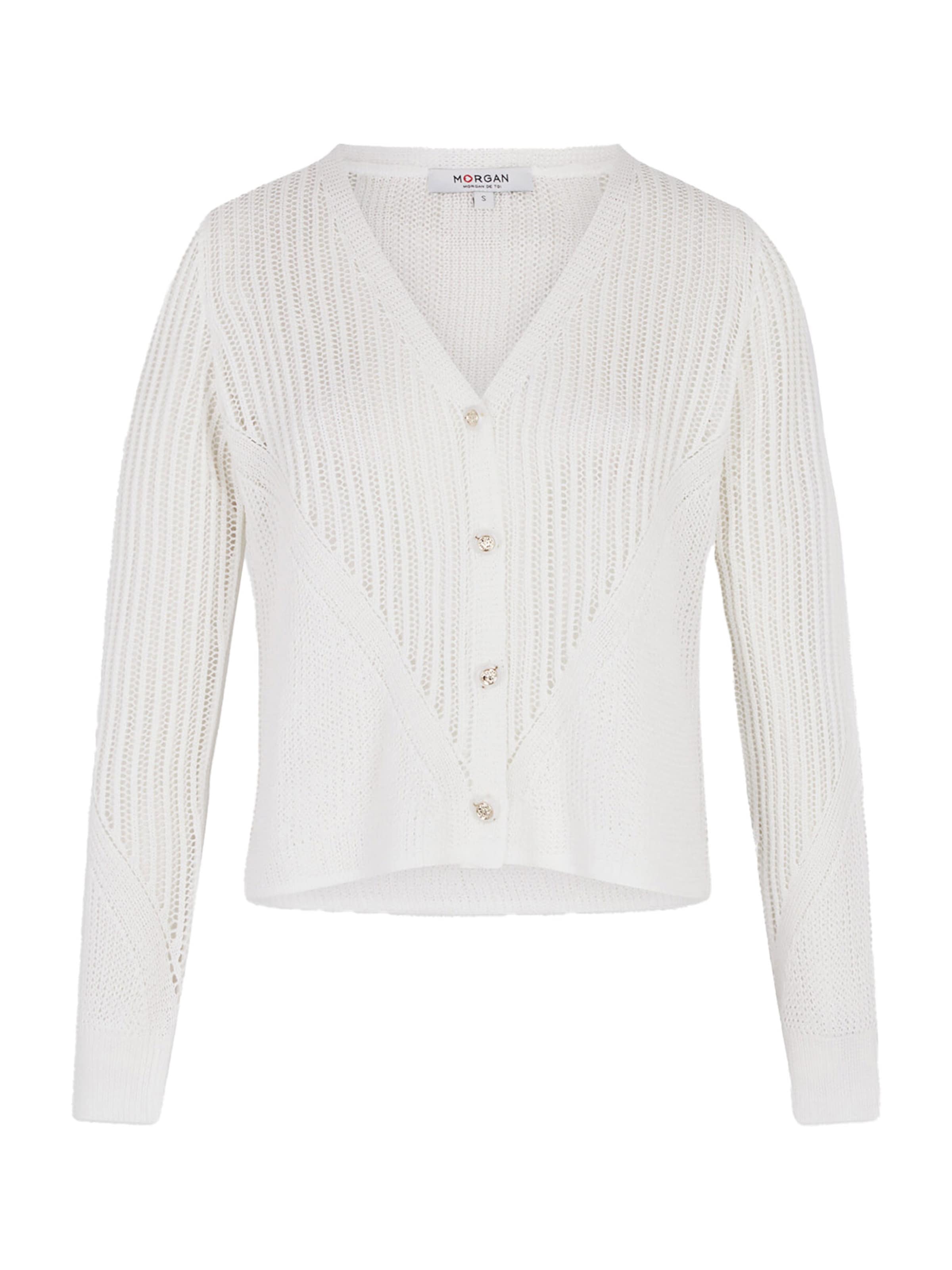 Morgan Knit Cardigan in White: front