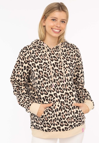 Sweat-shirt Zwillingsherz en beige : devant