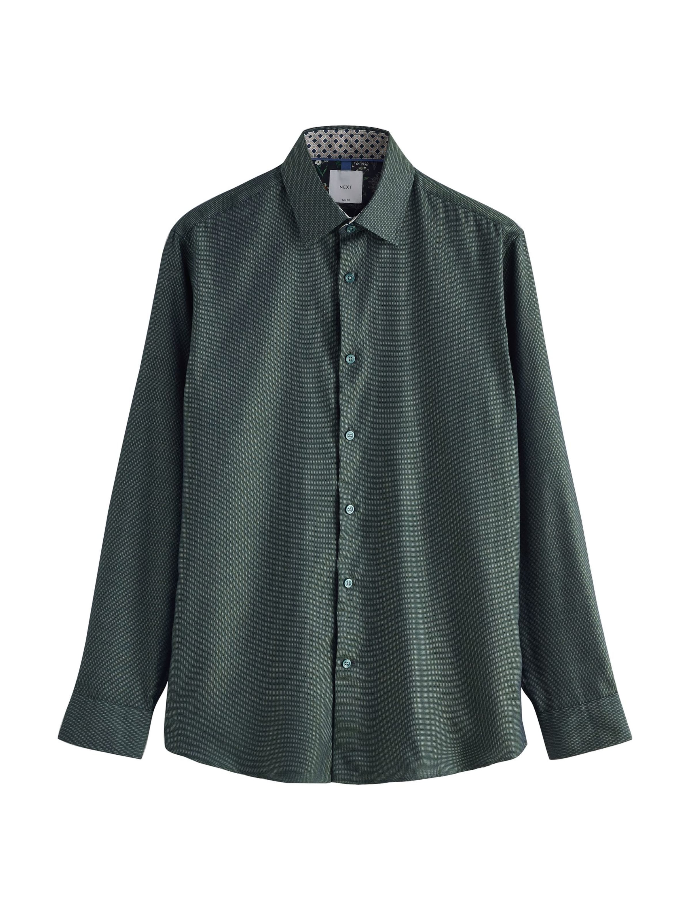 Next Slim fit Πουκάμισο σε πράσινο: μπροστά