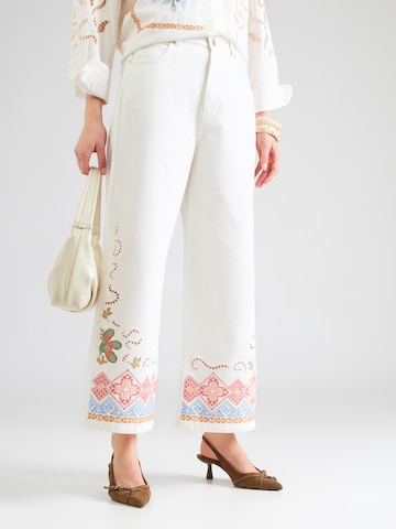 Weekend Max Mara Široký strih Džínsy 'ADUNCO' - Biela: predná strana