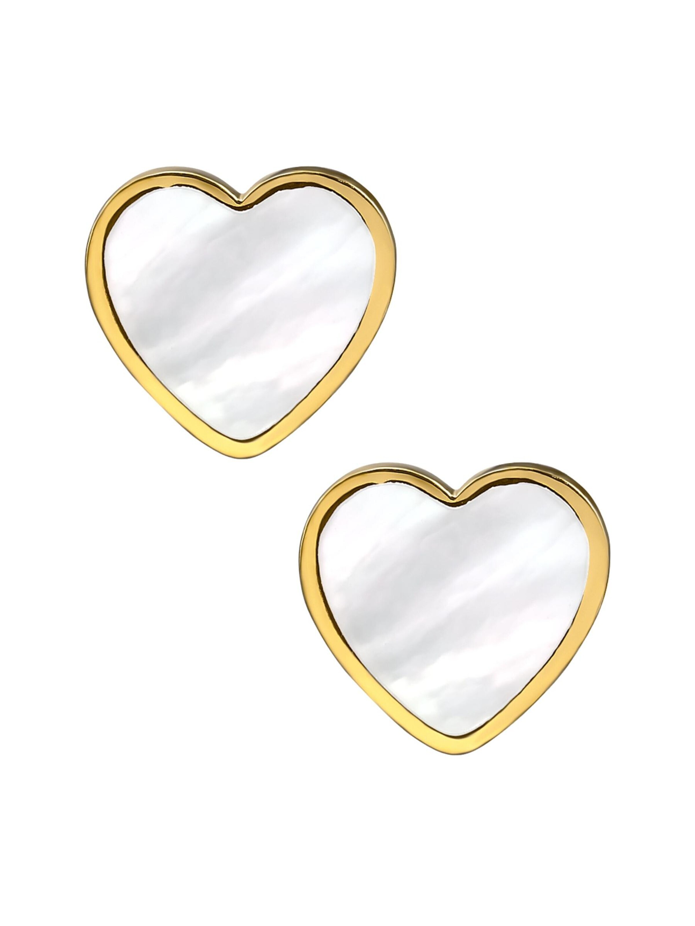 Maxte Earrings 'Herz-Ohrstecker aus Edelstahl mit Imitiertem Muschelmutt (Perlmutt)' in Gold