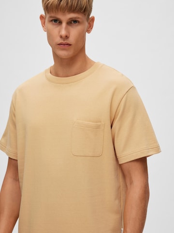 SELECTED HOMME T-Shirt 'Relax Soon' in Beige