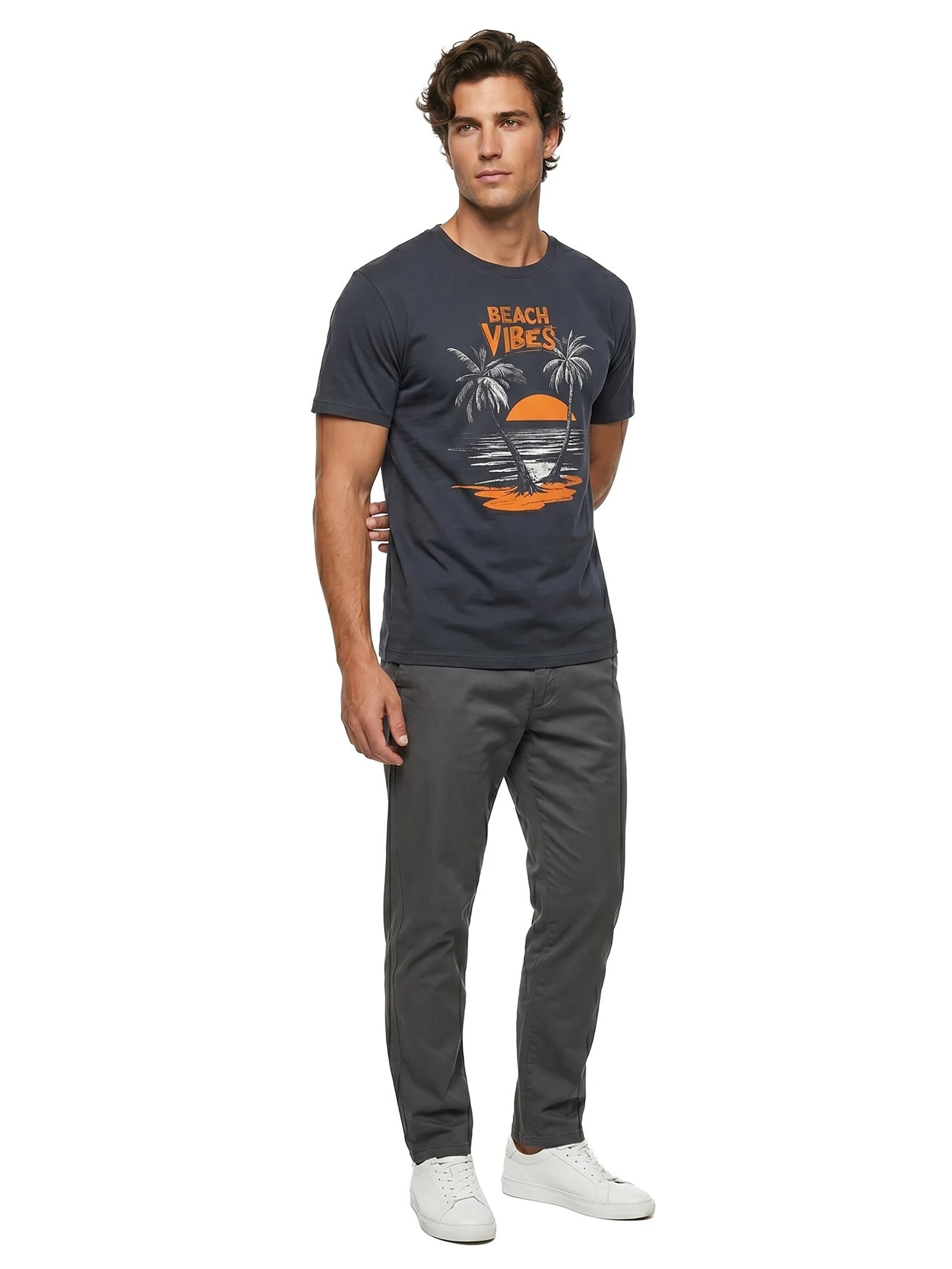 MAKAYA Shirt 'Beach Vibes' in Grey