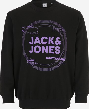 Jack & Jones Plus Mikina 'PILOU' – černá: přední strana