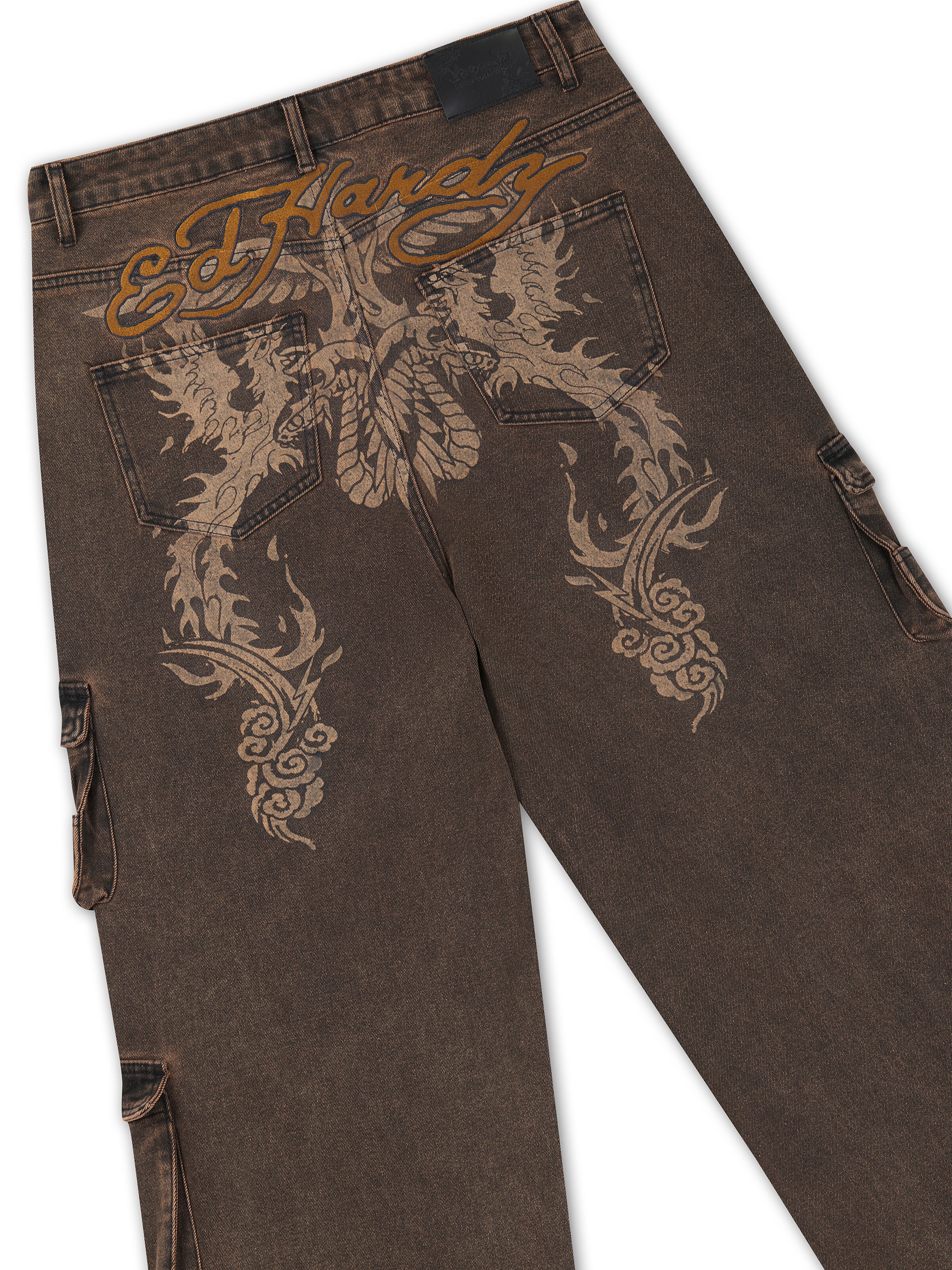 Ed Hardy Широки крачоли Дънки в кафяво