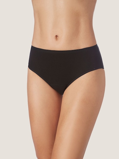 zd ZERO DEFECTS Culotte 'Melia mid waist menstrual panty' en noir, Vue avec produit