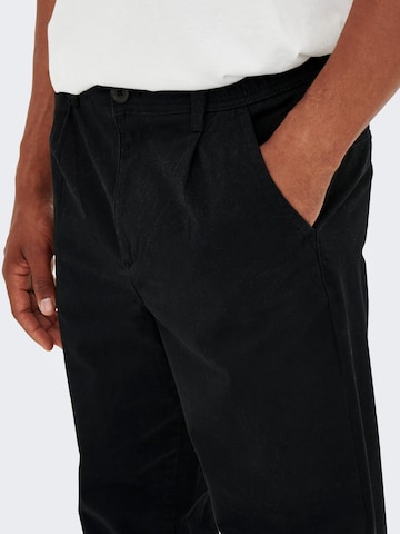 Only & Sons Regular Pleat-Front Pants 'Cam' in Black