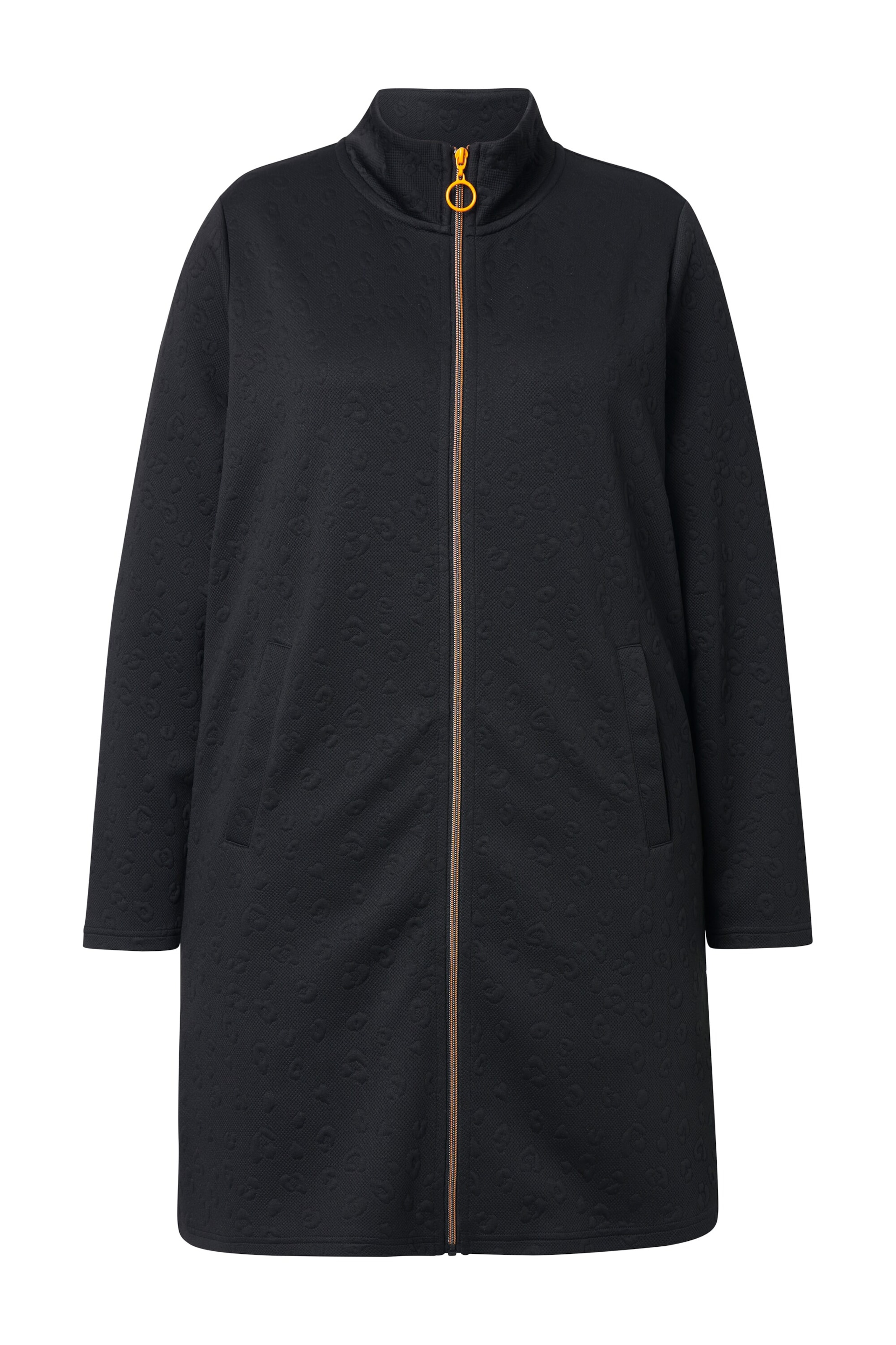 Ulla Popken - Sudadera con cremallera en negro: frente