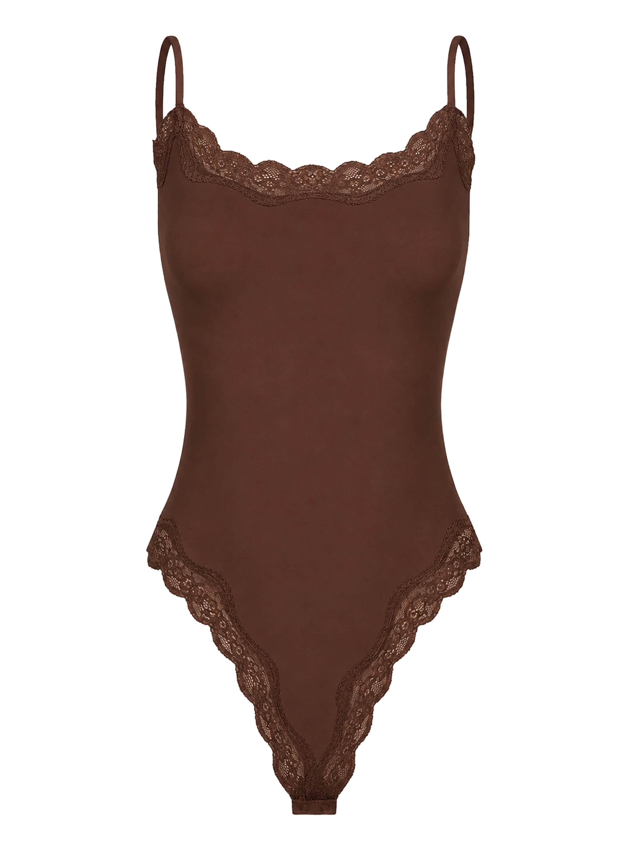 cfab Bodysuit 'Bodysuit String mit Lace' in Brown: front
