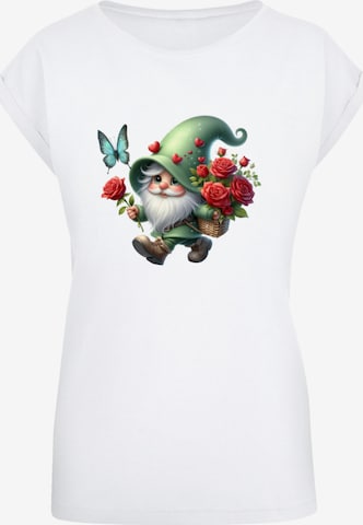 T-shirt 'Gnom Frühling Blumen Schmetterling' F4NT4STIC en blanc : devant