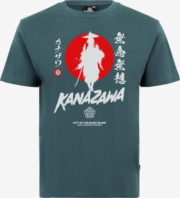 Oldskull Shirt 'Asian Silent Blade Kanazawa' in Blauw: voorkant