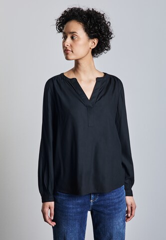 STREET ONE Tunika Bluse in Unifarbe in Blau: Vorderseite