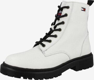 TOMMY HILFIGER Lace-Up Ankle Boots in White: front