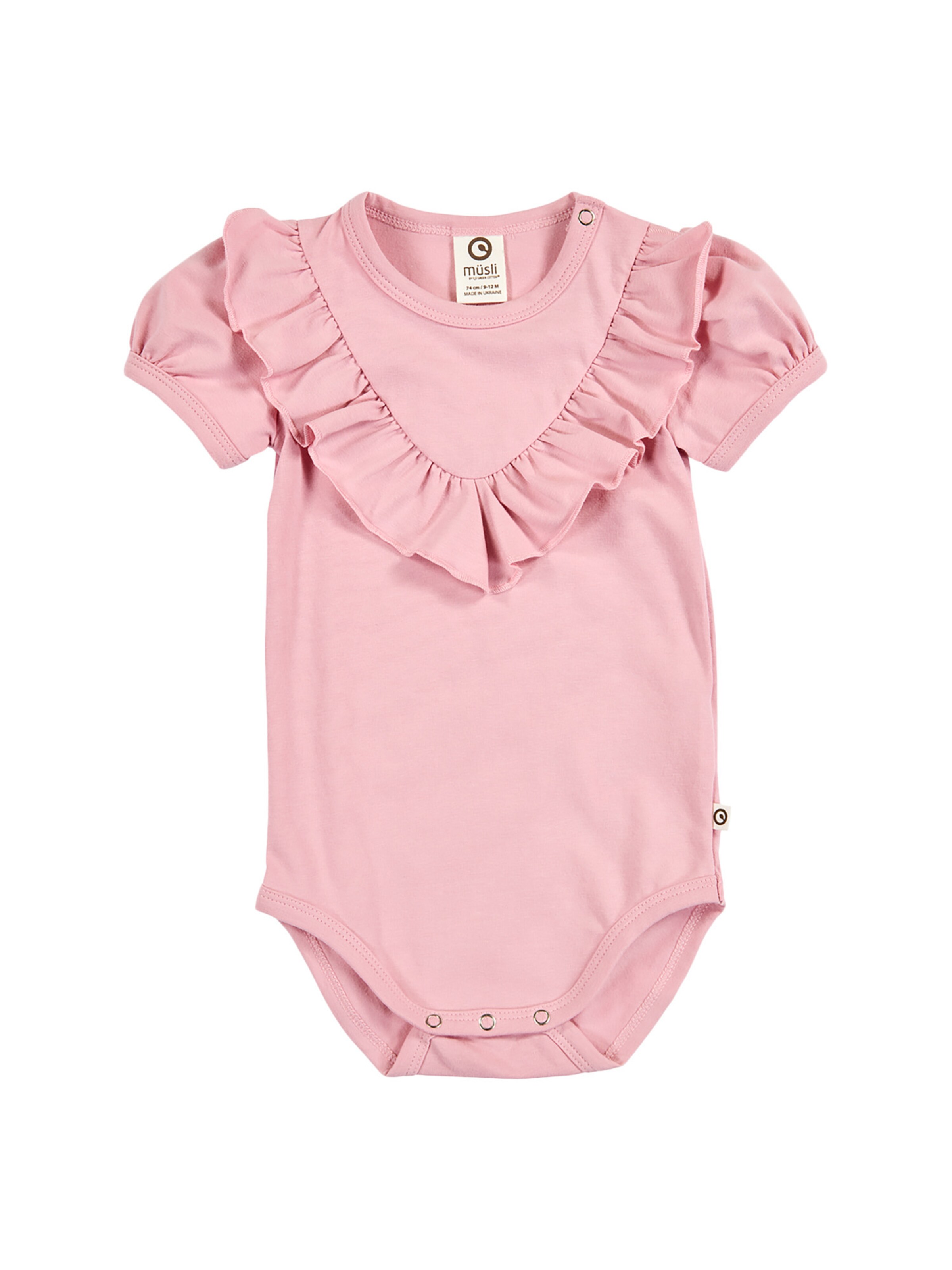 Barboteuse / body Müsli by GREEN COTTON en rose : devant