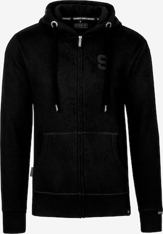 SPITZBUB Zip-Up Hoodie in Black: front