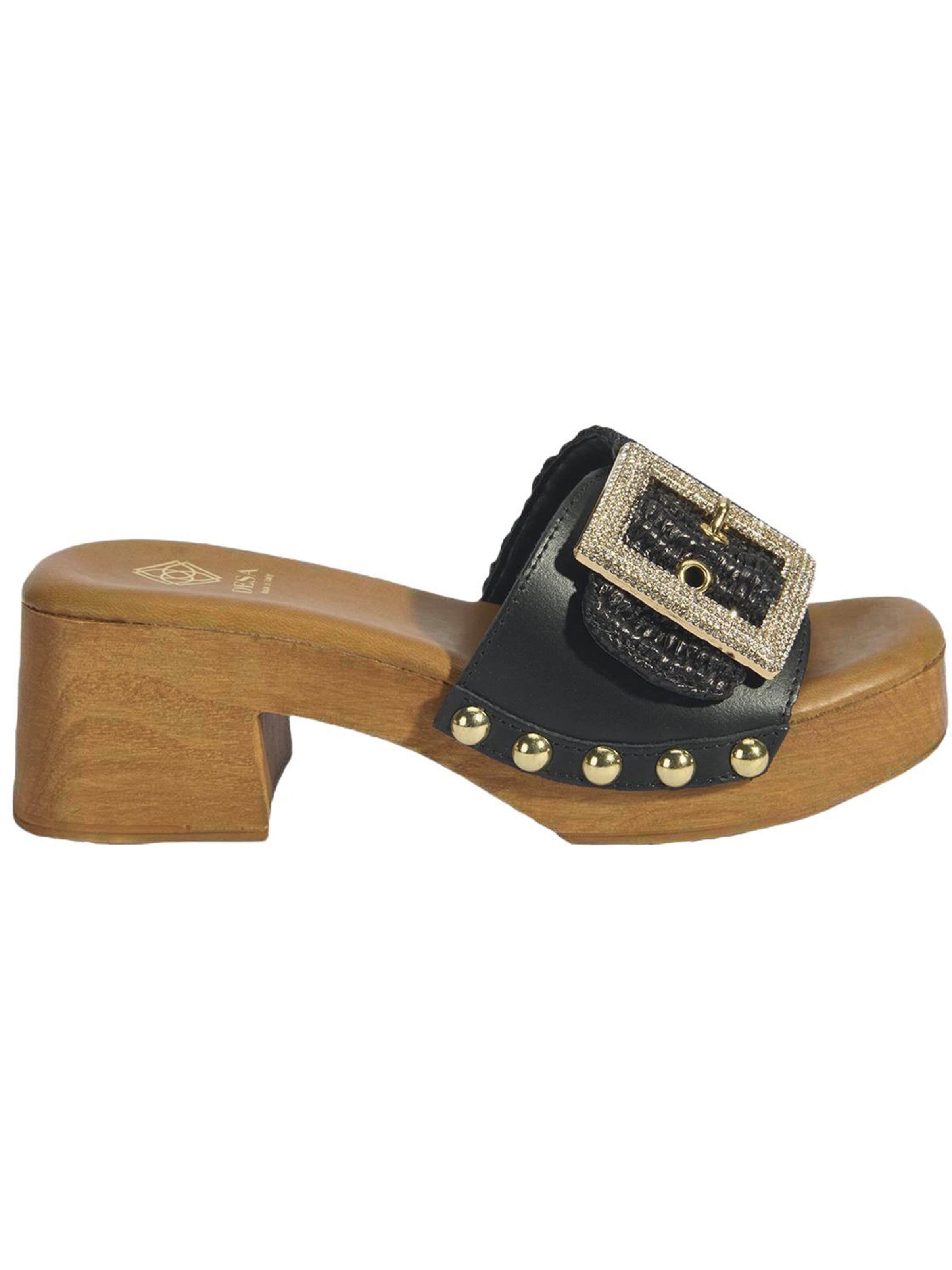 Desa Slipper 'Hausschuhe mit Absatz' in Black