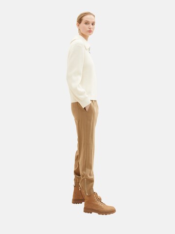 TOM TAILOR Tapered Trousers in Brown