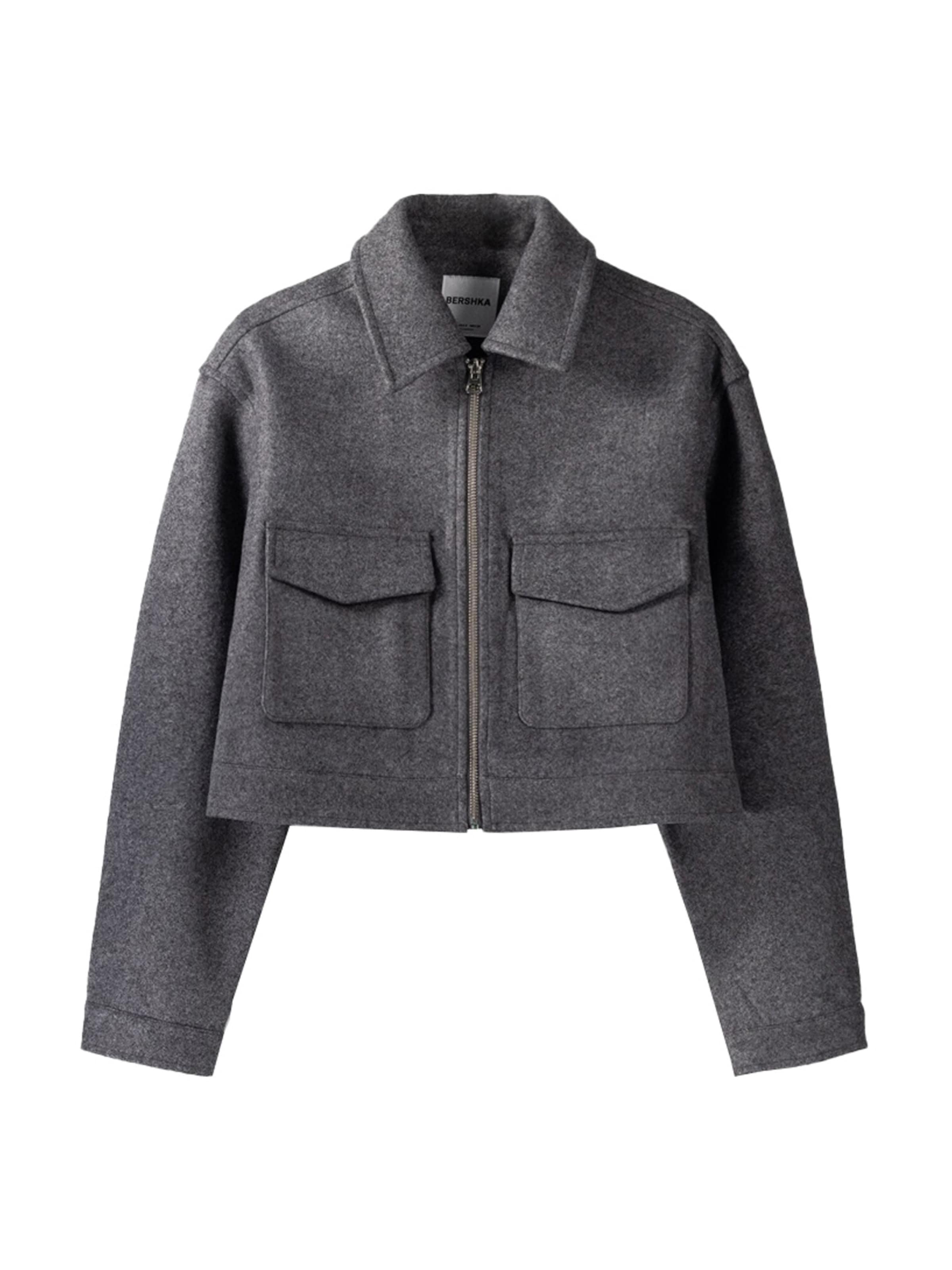 Bershka Prechodná bunda - Sivá: predná strana