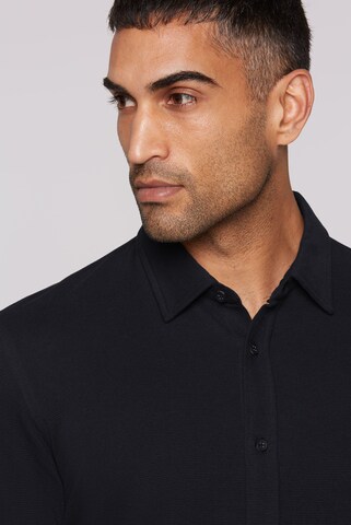 CMPD Slim Fit Langarmhemd aus strukturiertem Jersey in Blau
