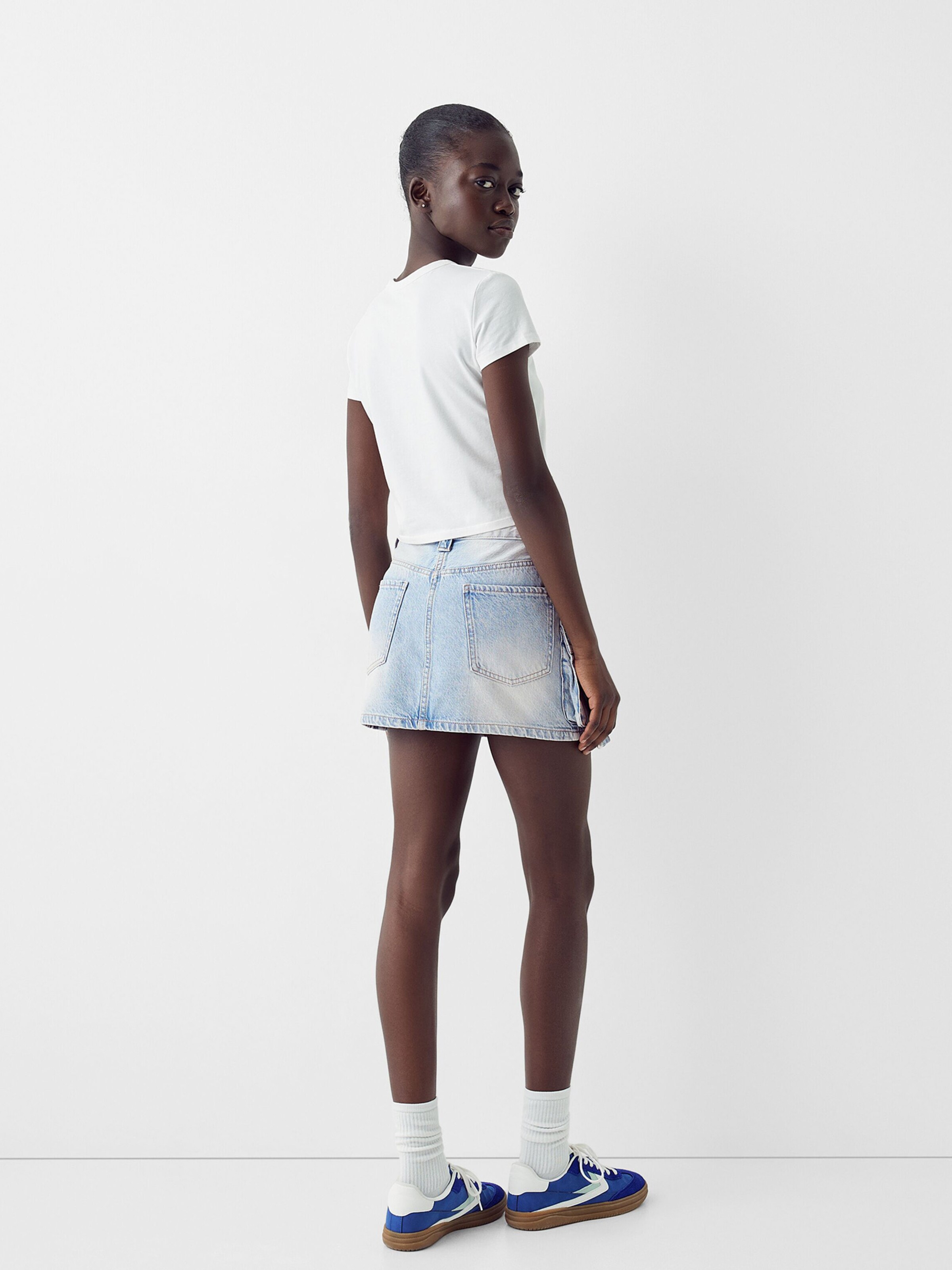 Denim mini skirt bershka hot sale