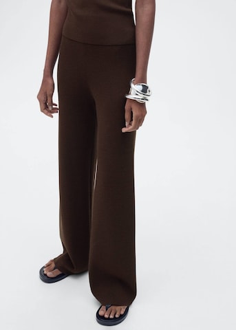 MANGO Wide leg Pants in Brown: front