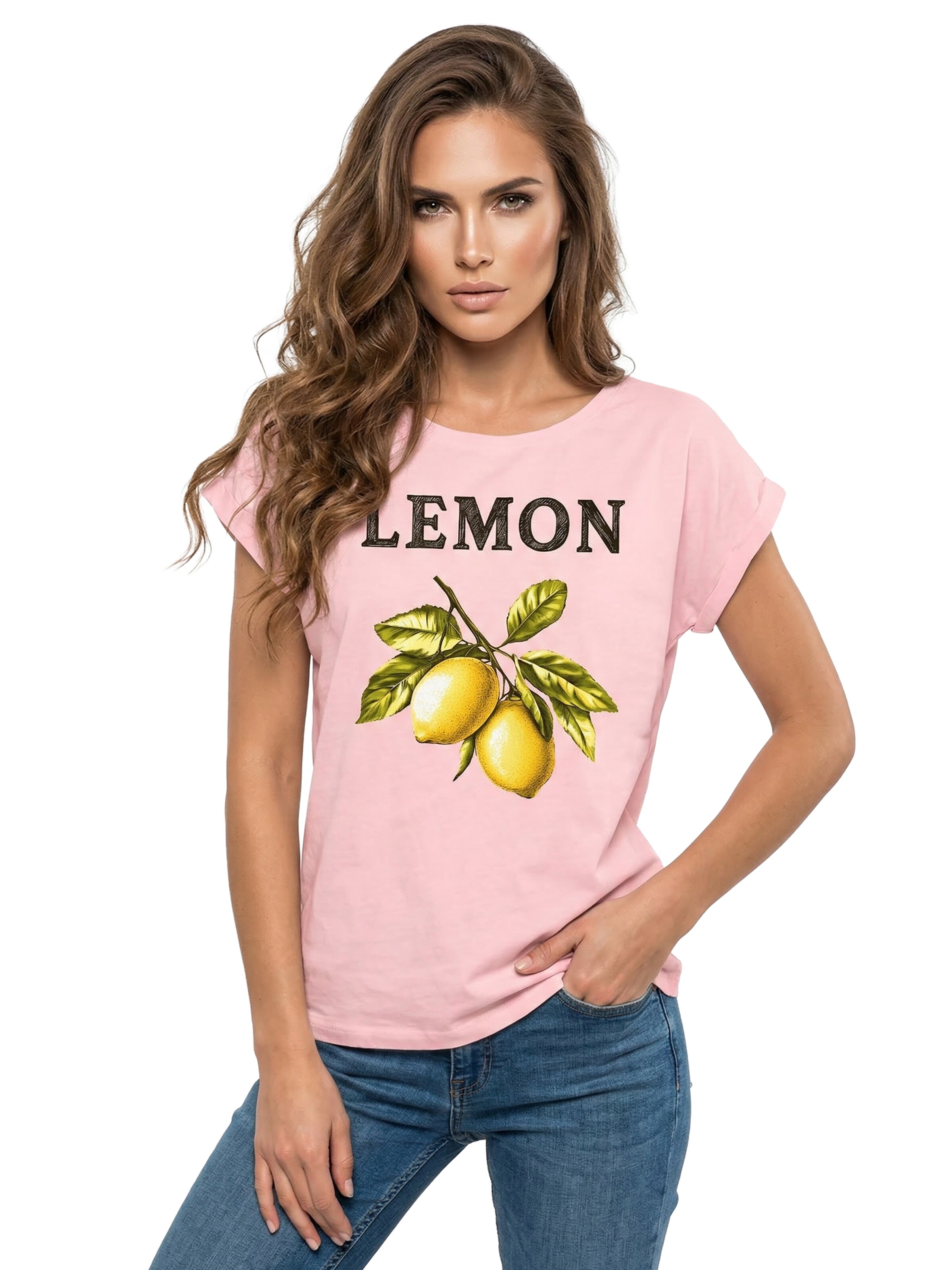 MAKAYA Shirt 'Lemon' in Pink: front