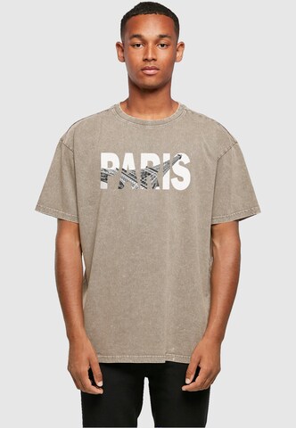 T-Shirt 'Paris Eiffel Tower' Merchcode en marron : devant