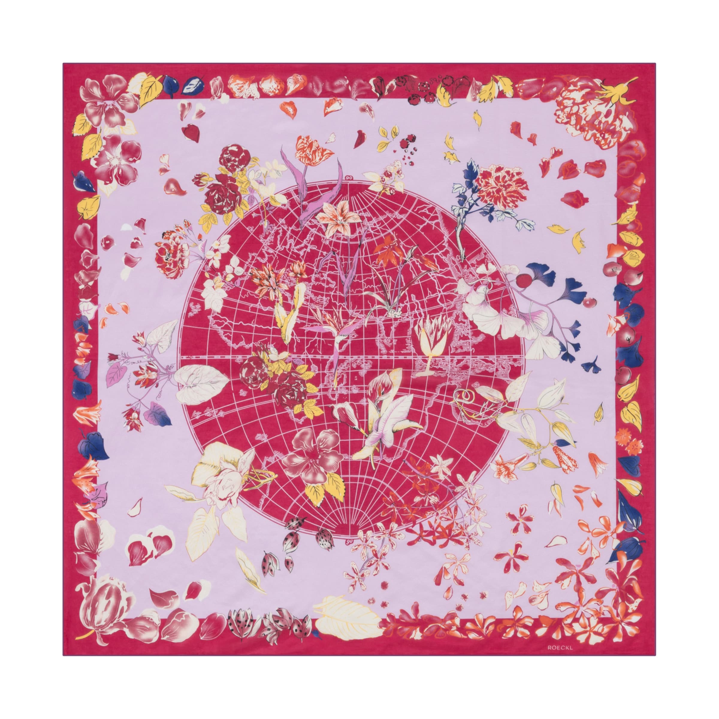 Foulard ' BLOOMING ATLAS ' di Roeckl in lilla: frontale