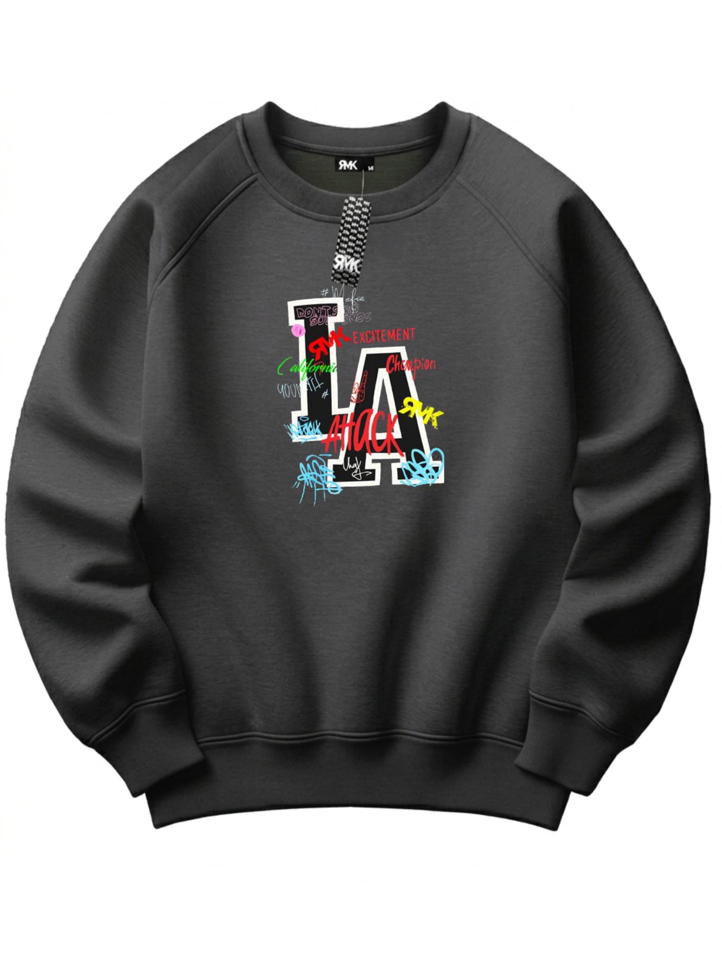 RMK Sweatshirt 'Los Angeles LA' in Grey: front