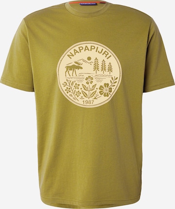 Tricou 'S-CABIN' de la NAPAPIJRI pe verde: față
