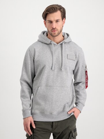 ALPHA INDUSTRIES Klasický střih Mikina 'Red Stripe' – šedá: přední strana