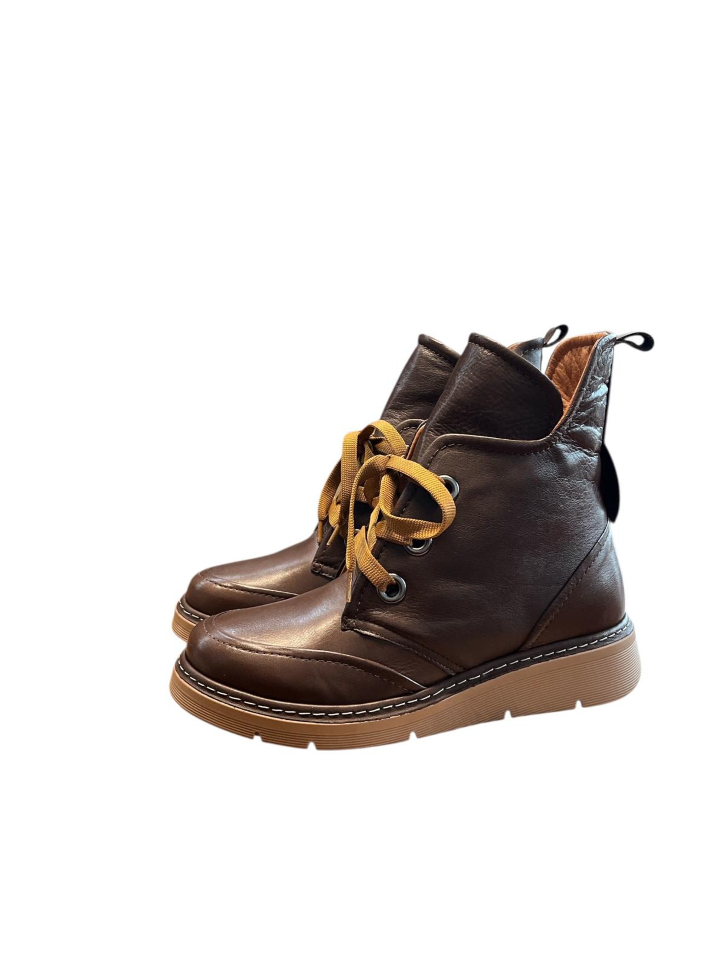 Begoria Lace-Up Ankle Boots in Brown